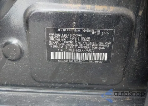 2015 Subaru Wrx Limited z USA, uszkodzony, nr VIN JF1VA1G60F8825877